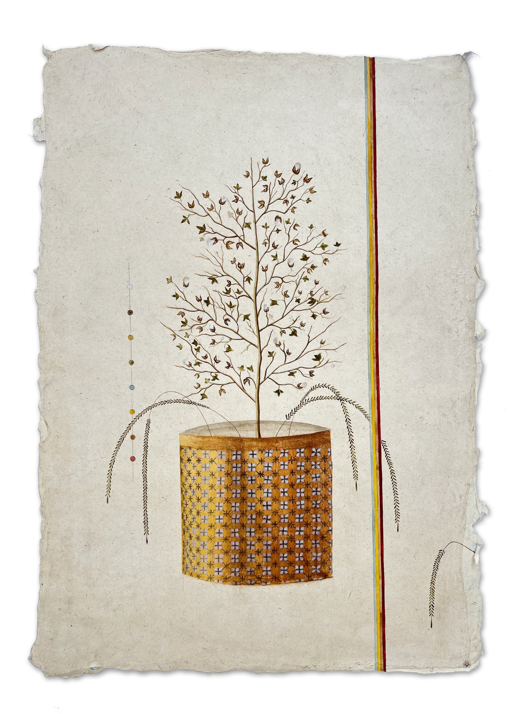 cotton plant in pot Cotton Plant on Patterned Pot by Hardev Chauhan – Method