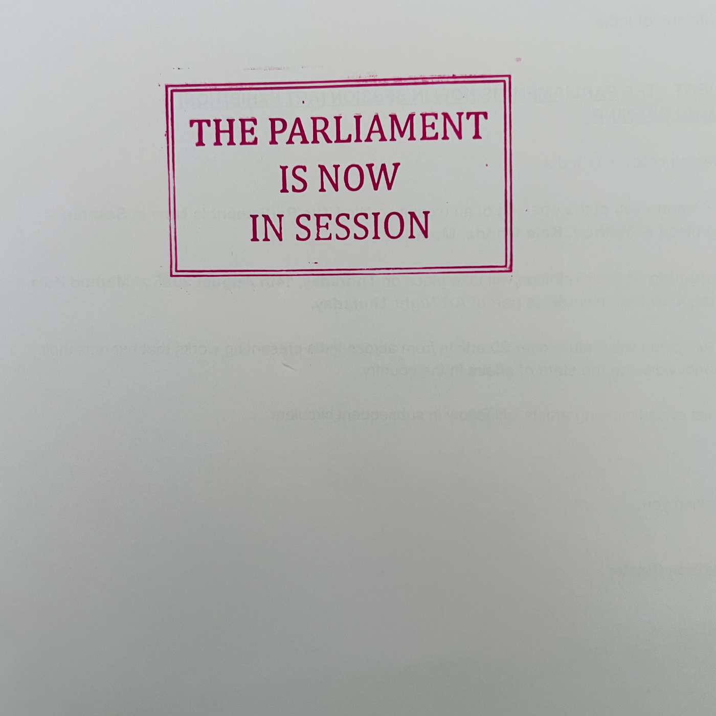 The Parliament Is Now In Session