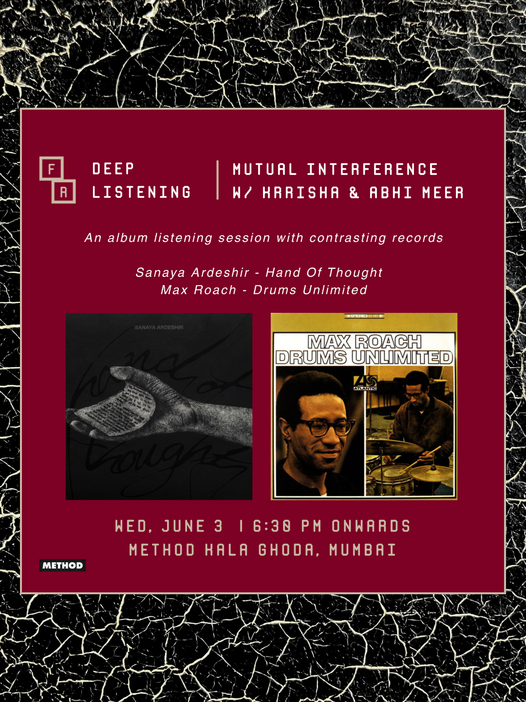 Deep Listening | Hand of Thought + Drums Unlimited | Wed, 3 Jun | Method Kala Ghoda