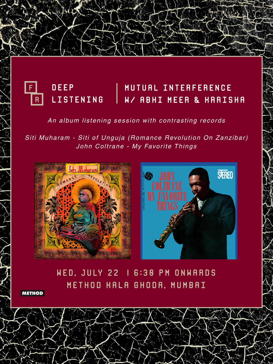 Deep Listening | Siti Muharam + John Coltrane | Wed, 22 Jul | Method Kala Ghoda