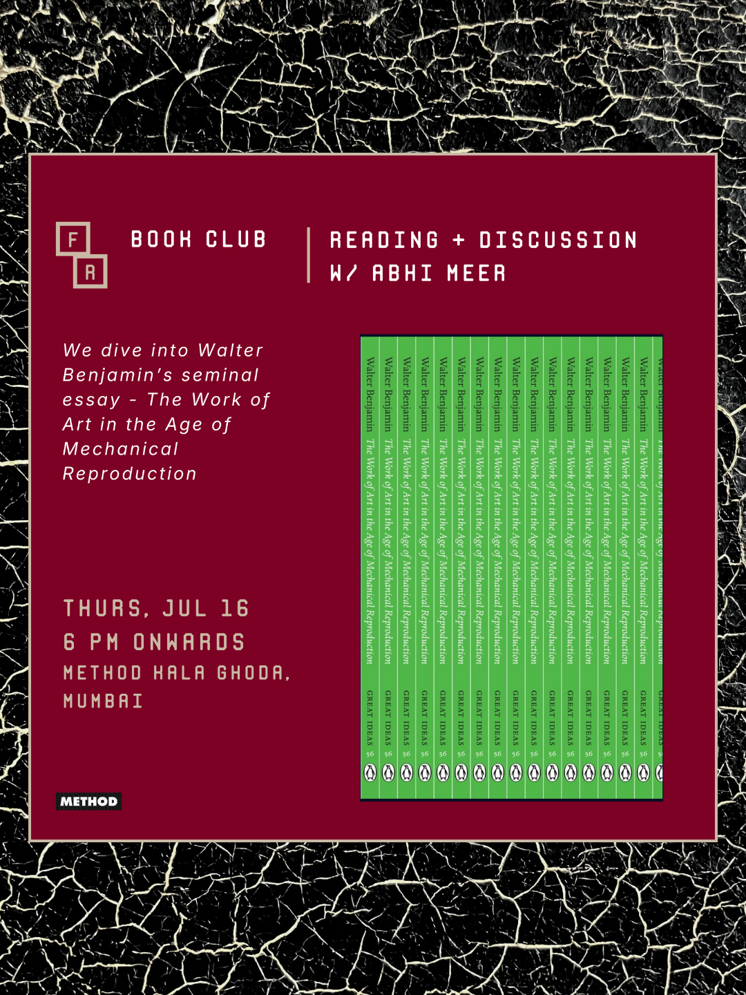 Book Club |The Work of Art in the Age of Mechanical Reproduction by Walter Benjamin | Thurs, 16 Jul | Method Kala Ghoda