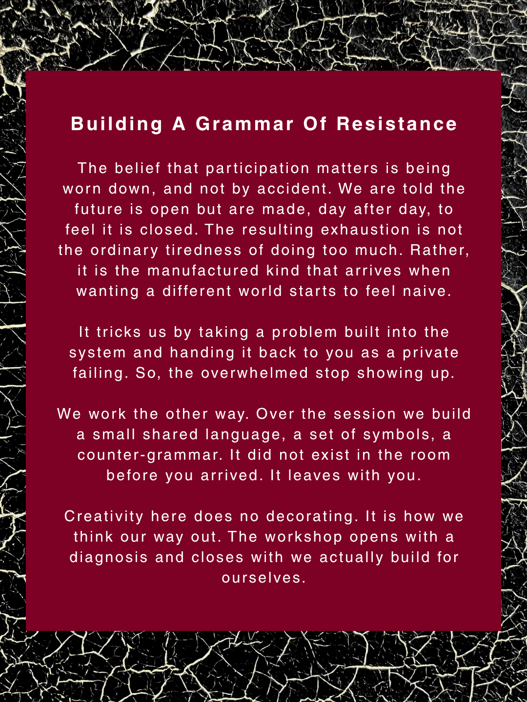 Workshop | Symbols & The Grammar of Resistance | Sun, 12 Jul | Method Kala Ghoda