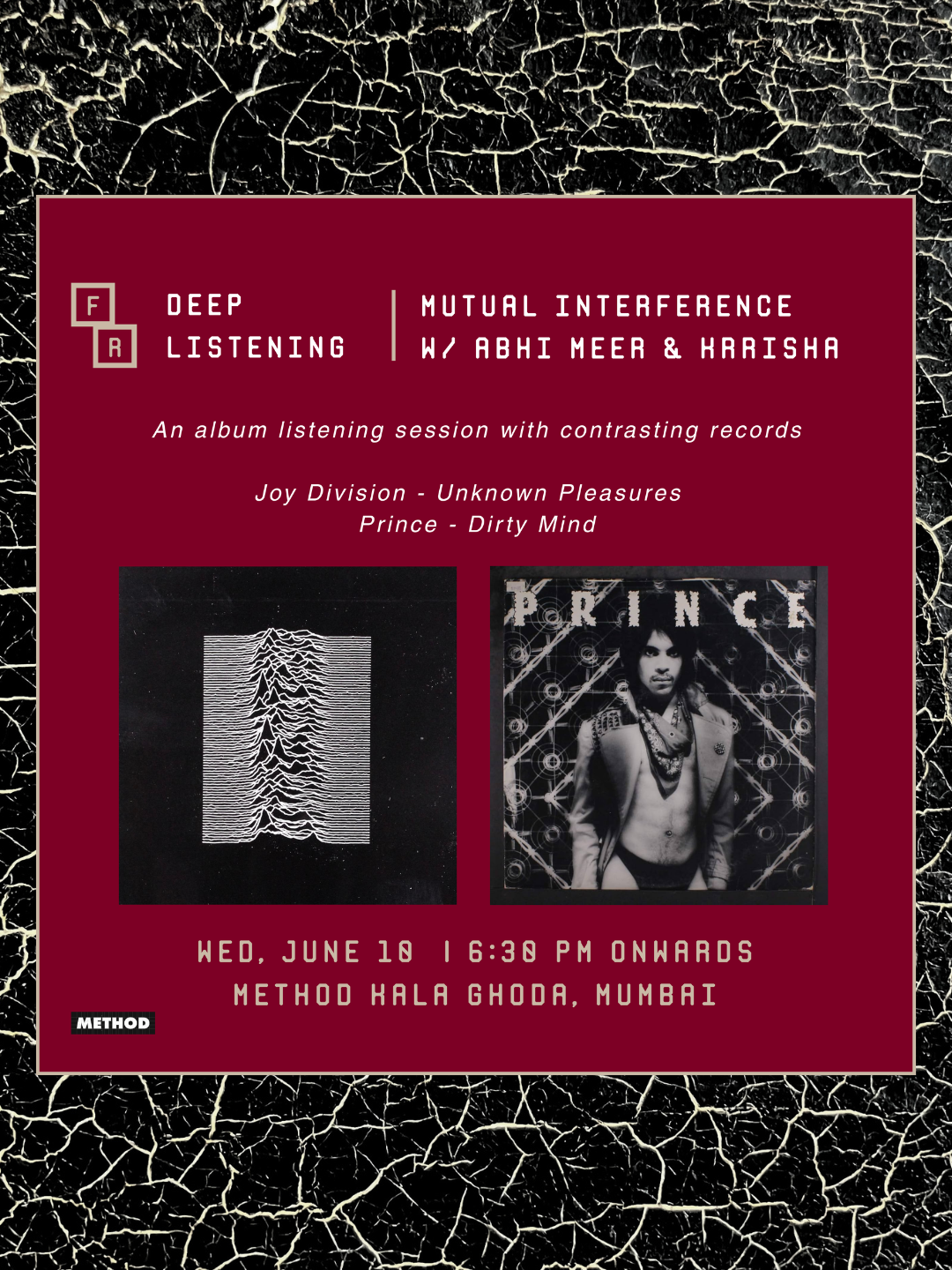 Deep Listening | Unknown Pleasures + Dirty Mind | Wed, 10 Jun | Method Kala Ghoda