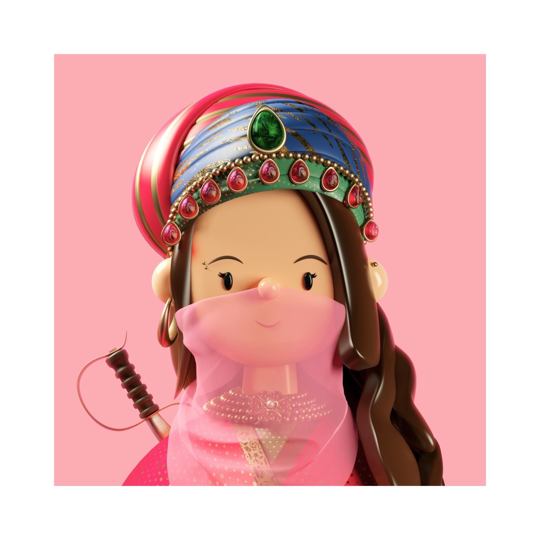 Razia Sultan Toy Face 12 Inches by Amrit Pal Singh