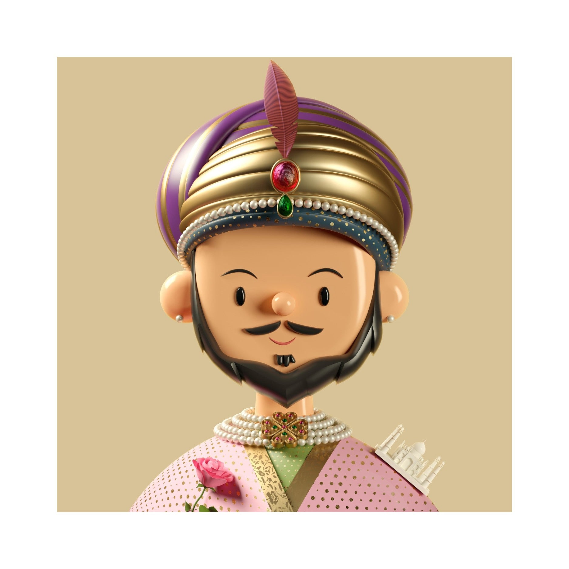 Shah Jahan Toy Face 12 Inches by Amrit Pal Singh