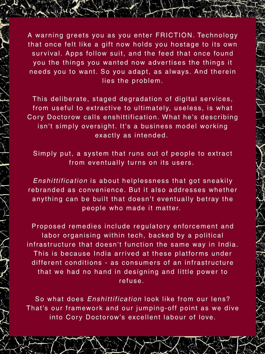 Book Club | Enshit-tification by Cory Doctorow | Thurs, 25 Jun | Method Kala Ghoda