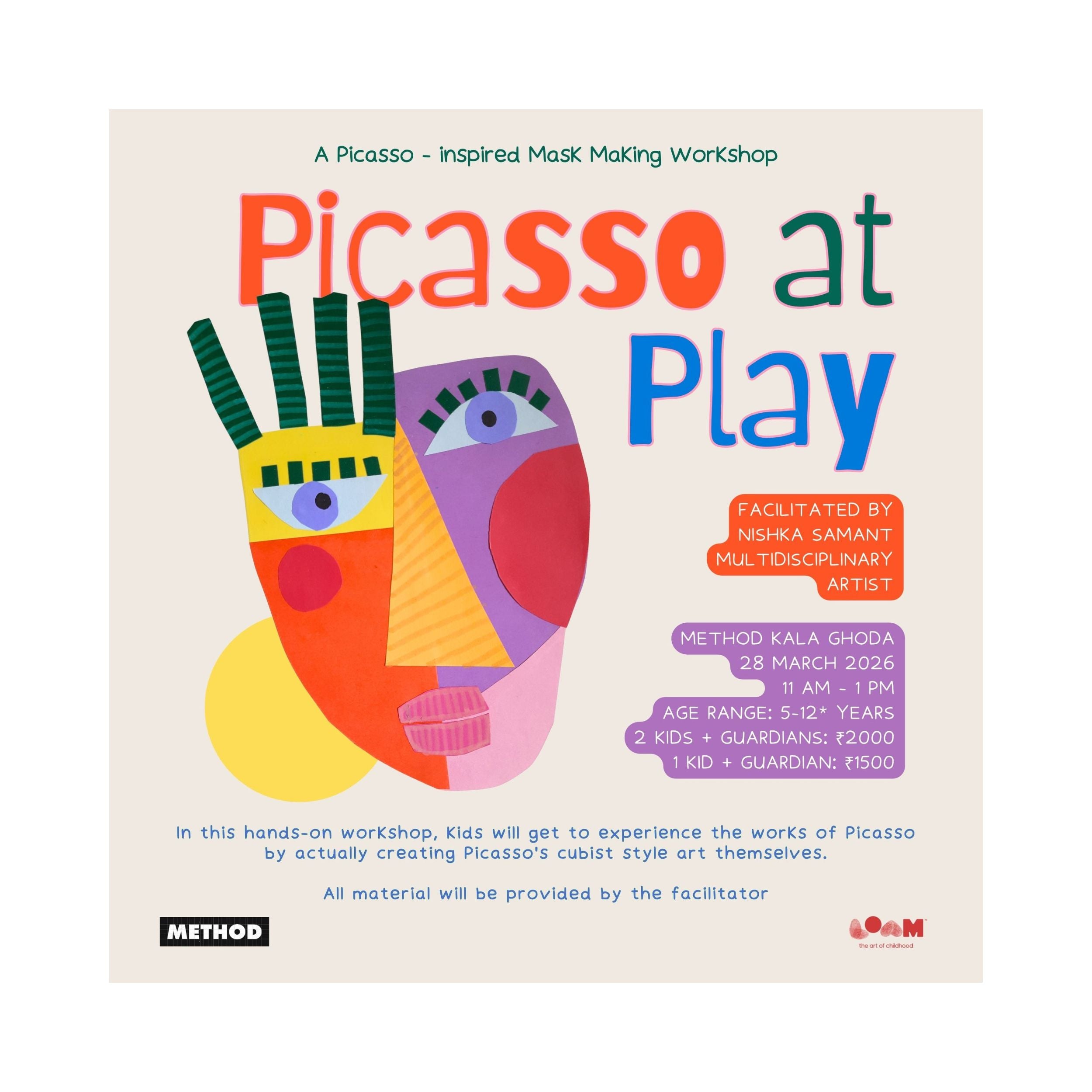 Picasso At Play: A Picasso-Inspired Mask Making Workshop  | 28th March | Method Kala Ghoda