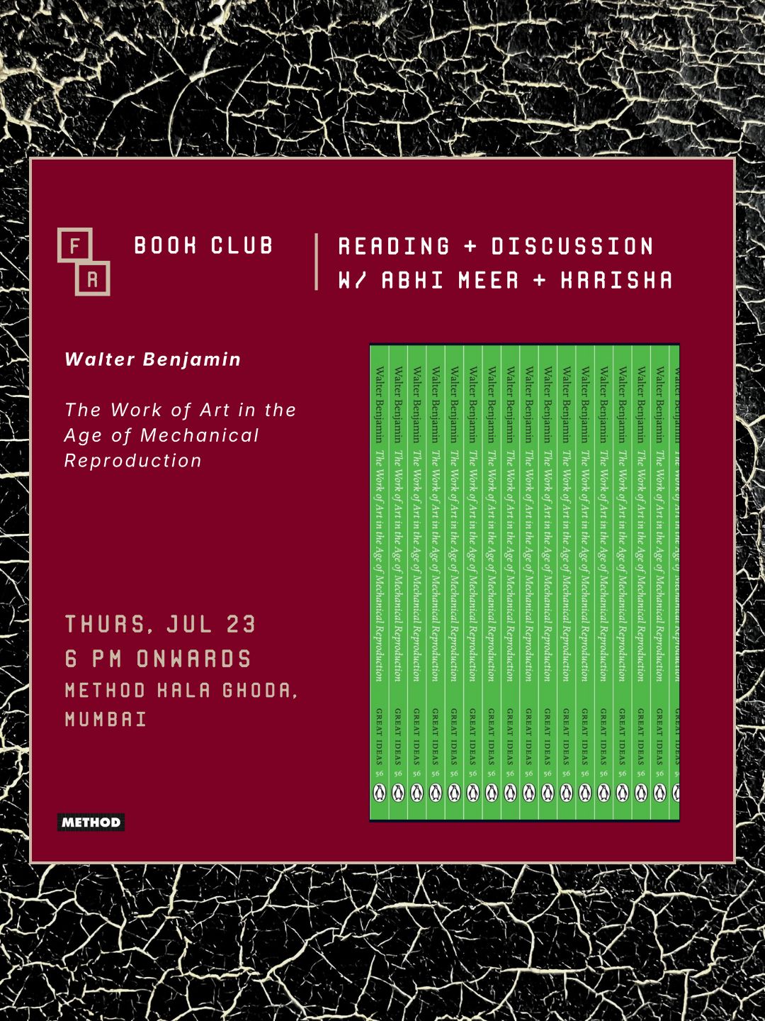 Book Club |The Work of Art in the Age of Mechanical Reproduction by Walter Benjamin | Thurs, 23 Jul | Method Kala Ghoda