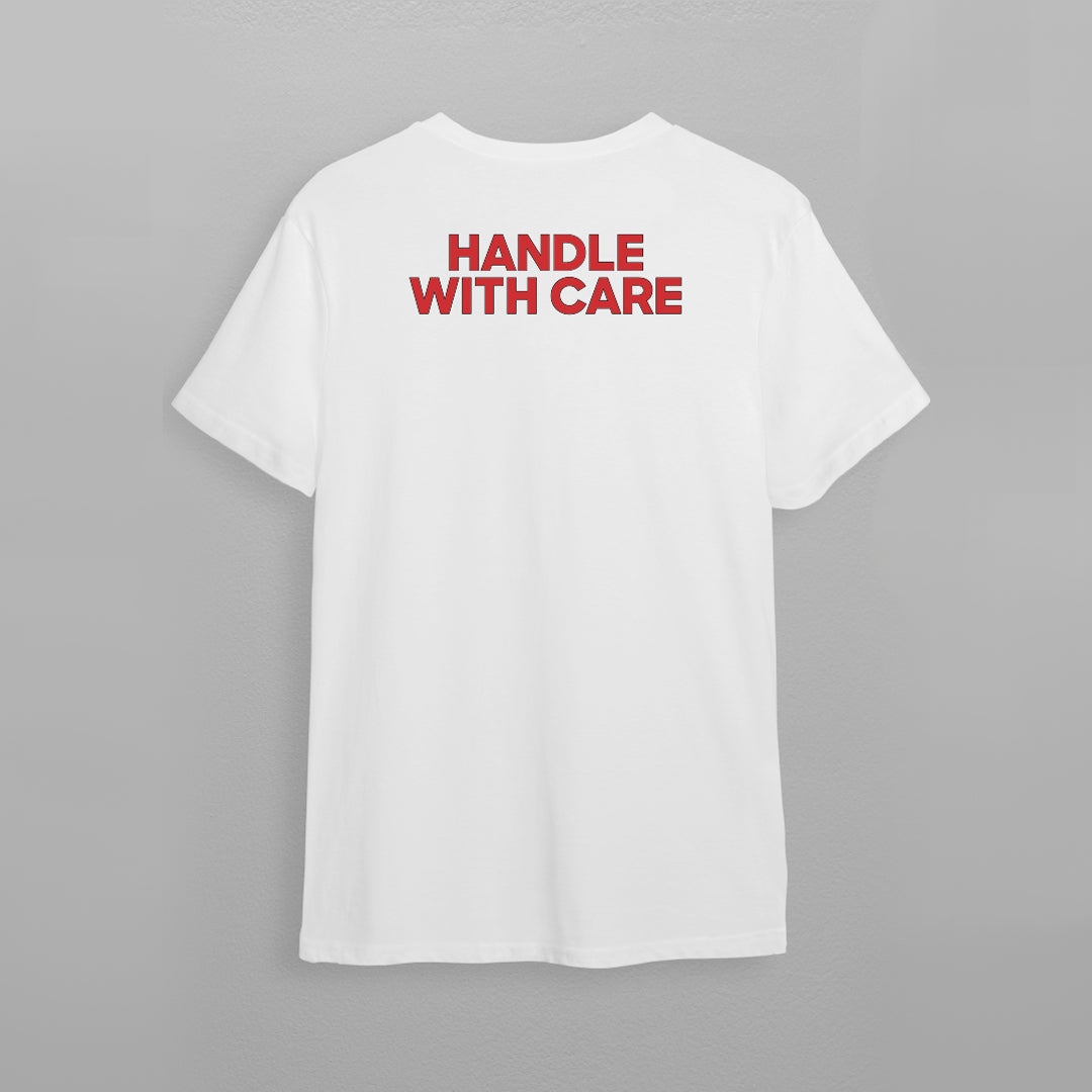 Handle With Care (White) | T-Shirt by Yaazd Contractor